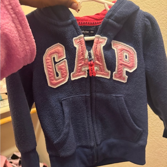 GAP Baby Navy and Pink Fleece Hoodie - Picture 2 of 4